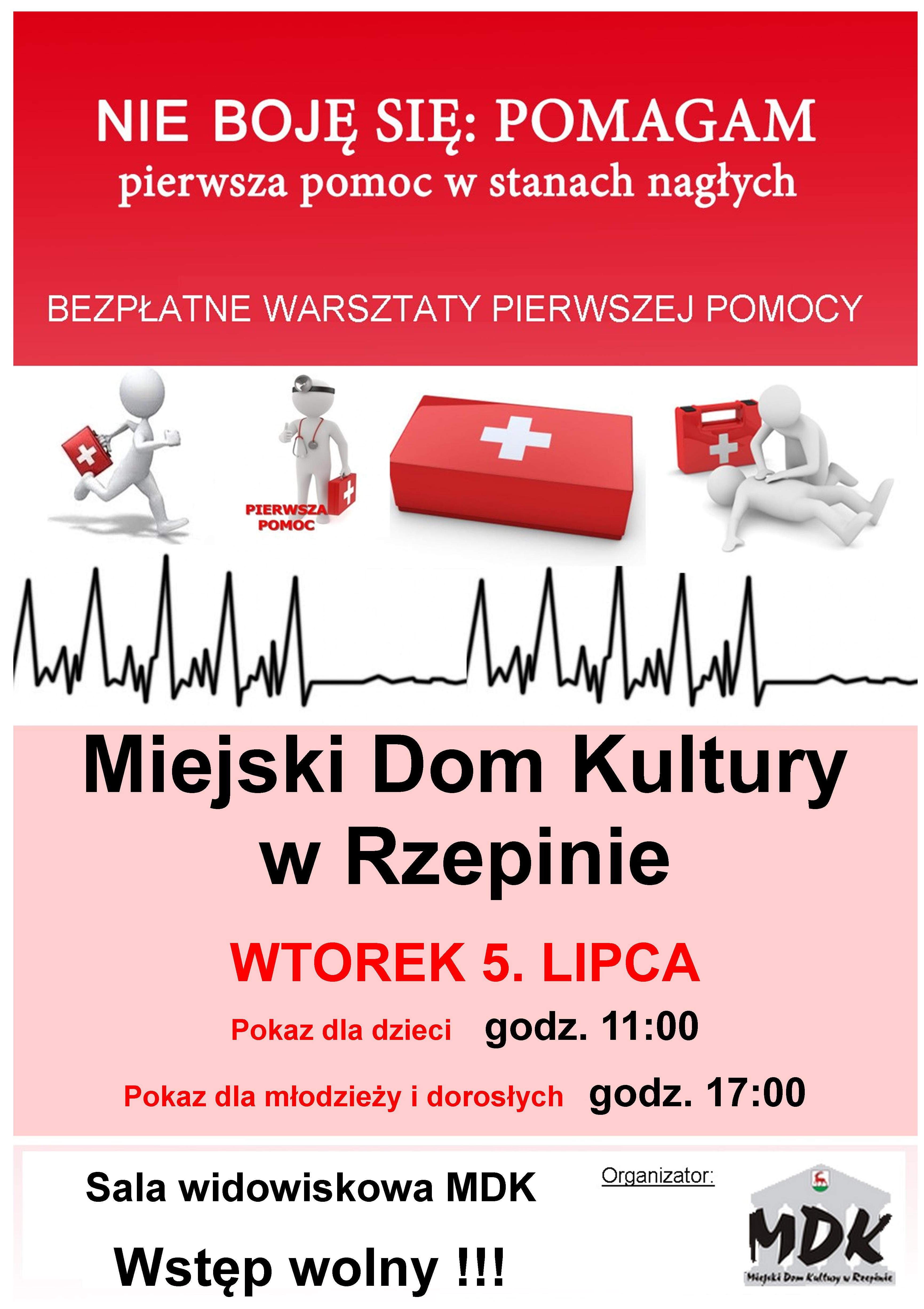 Ilustracja do informacji: Bezpłatne warsztaty pierwszej pomocy w Miejskim Domu Kultury w Rzepinie.