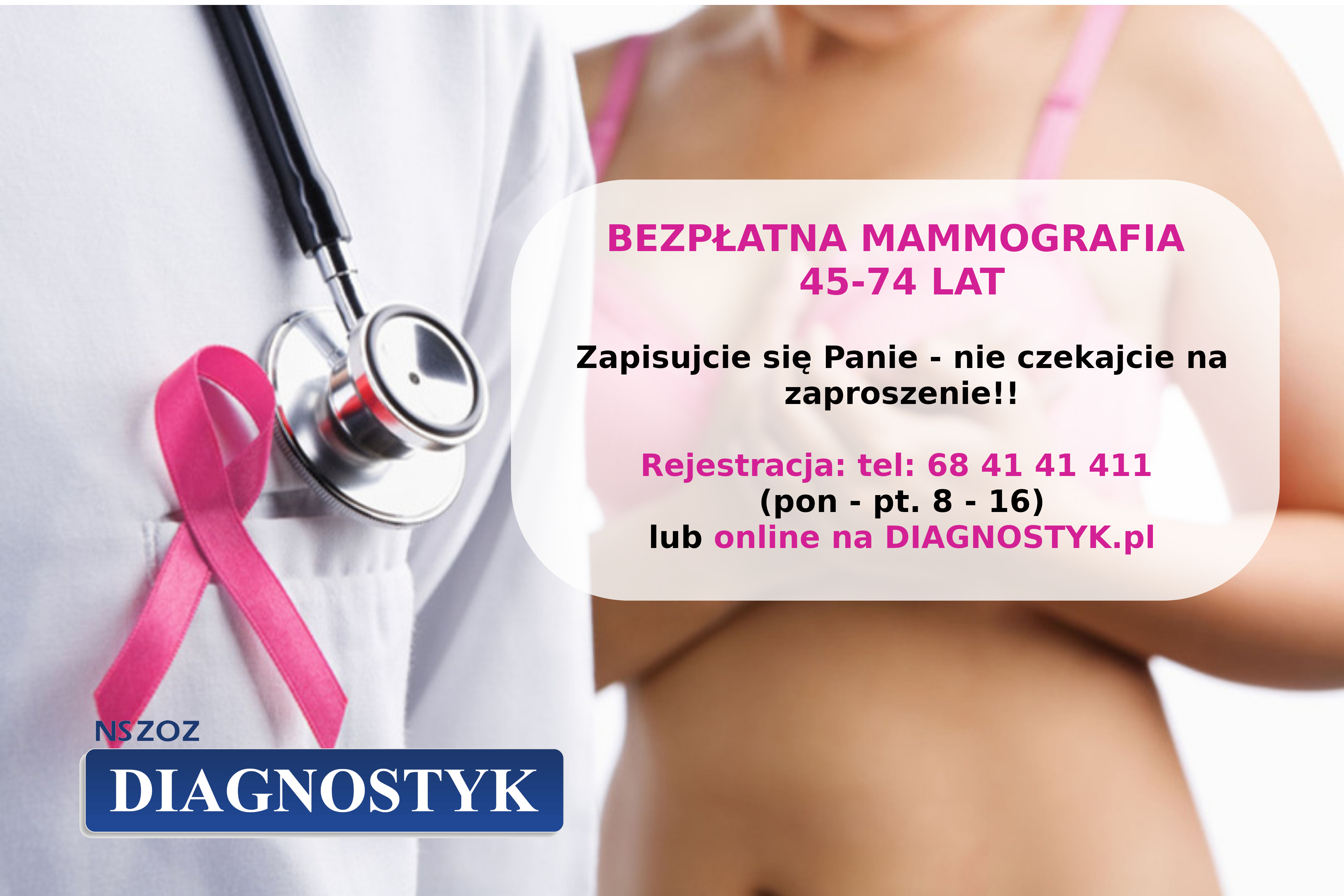 Ilustracja do informacji: Zapraszamy panie na badania mammograficzne!